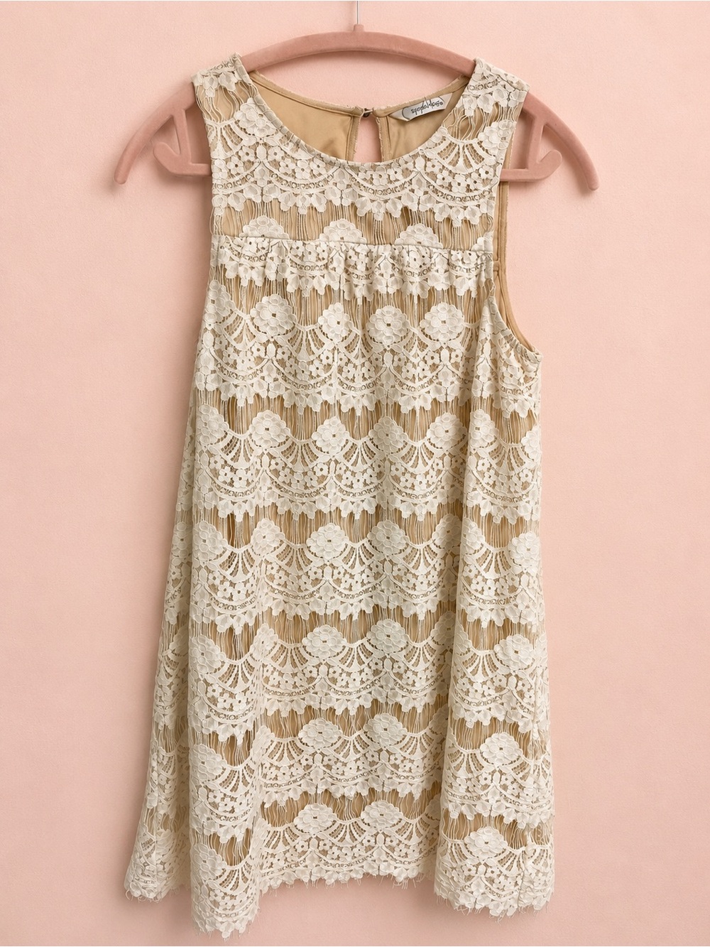 Speechless Cream Lace Overlay Party Dress
